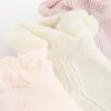 Pink and off-white pure cotton baby socks, unisex socks for newborns Application Scenario